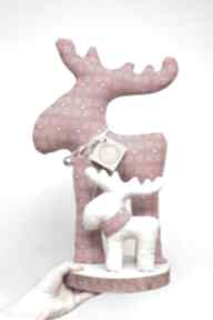 Pomysł na świąteczne prezenty: renifer renifery stojące plaster drewna serca dom art anette