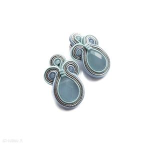 Aqua - kolczyki mro sutasz, soutache, sztyfty, niebieskie