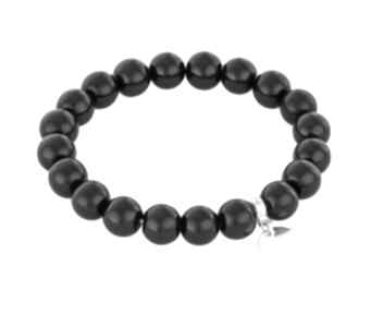 Black jade with coin jadeit moneta bransoletka gumce silikonowej