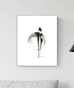 Grafika A4 malowana ręcznie, abstrakcja, styl skandynawski, czarno biała, 2716130 art krystyna