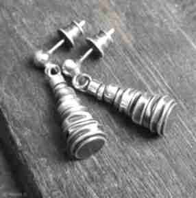 Kolczyki ze srebra - wieżyczki treendy krótkie, oksydowane, autorskie, prezent, biżuteria