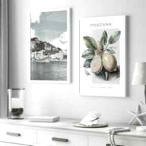 2cz 50x70 cm i cytryny set113 raspberryem plakatów, do salonu zestaw, na ścianę, pejzaż włoski
