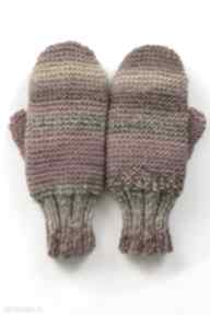 Rękawiczki sjena mon du, mitenki, na drutach, dziergane, wełniane, ciepłe