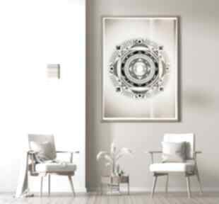 50x70cm małgorzata domańska mandala, żółty, dom, sztuka, plakat, obraz