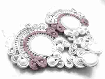 Bridal - ślubne kolczyki bagatella soutache, ślub, kryształ, jadeit