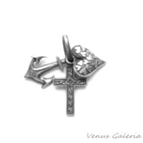 Wisiorek oksydowany - wiara, nadzieja, miłość wisiorki venus galeria biżuteria