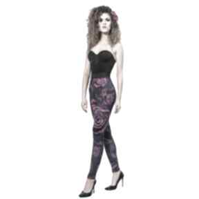 Legginsy z drukiem - magic rose milita nikonorov w kwiaty, elastyczne, dopasowane modne getry