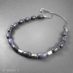 Beczułki z lapis lazuli naszyjniki irart srebro, oksydowane, naszyjnik