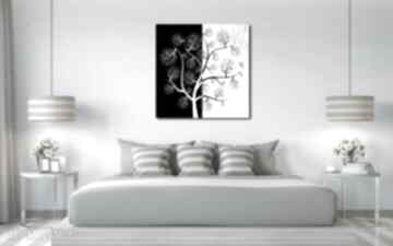 Duże drzewo 7 - 80x80cm obraz na płótnie czarny biały szary ale obrazy