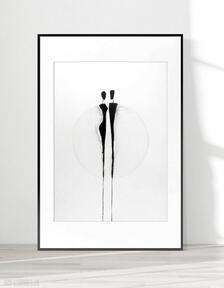 Obraz 50x70 cm wykonany ręcznie, 3467812 art krystyna siwek do salonu, grafika czarno biała
