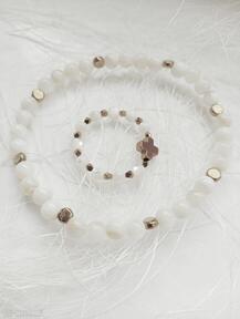 Rosateria bransoletka, pierścionek elastyczny, różaniec, masa perłowa, hematyt
