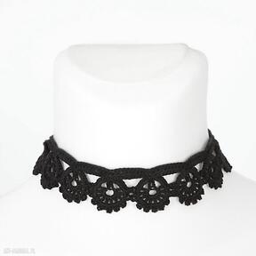 Choker hrabiny naszyjniki dobrzykowska, koronkowy, szydełkowy, elegancki, czarny