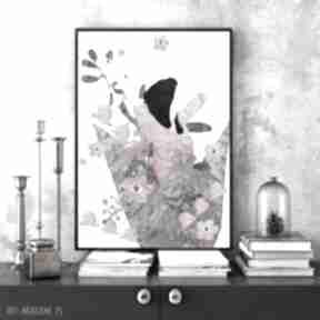 Radość art print A4 parallel world grafika, kobieta, kwiaty, ilustracja, wycinanki