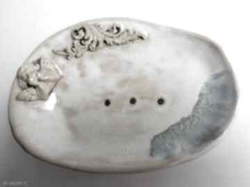Mydelniczka "sielsko - anielsko" ceramika eva art rękodzieło, z gliny, pomysł na prezent