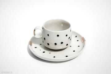 ze dalmatyńczyk - porcelit kubki ceramiczności filiżanka, kawa, espresso, złote uszko