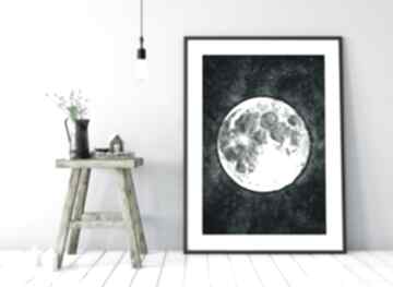 a1 małgorzata domańska plakat, księżyc, moon, sztuka, dom, ilustracja