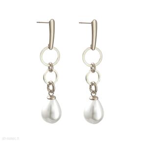Złocone z perłami c1087 artseko perłowe kolczyki, ślubne z perłą, eleganckie