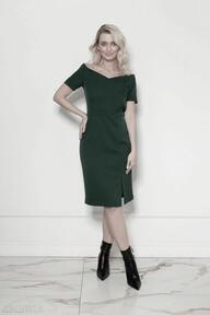 Dopasowana sukienka z dekoltem - suk207 zielony lanti urban fashion krótka - odkryte