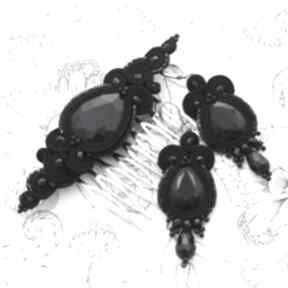 Komplet soutache lacira black kavrila sutasz, wieczorowy, stylowy, unikatowy