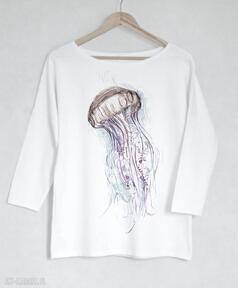 Meduza bawełniana oversize S m biała gabriela krawczyk bluzka, bluza, koszulka, bawełna