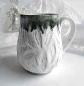 ceramiczny handmade, do kawy herbaty prezent na dzień mamy zielony, kubek ręcznie malowany