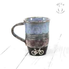 mula rower, kubek, ceramika, niebieski, brązowy