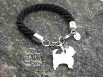 White terrier bransoletka - psem srebro 925-rękodzieło handmade dla niej prezent