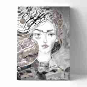 Obraz 60x90 cm - niespokojny wiatr gabriela krawczyk, wydruk, na płótnie, kobieta, twarz