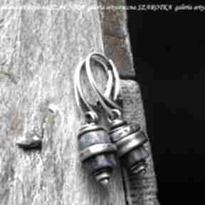 Lapis lazuli srebro oksydowane kolczyki wiszące - z lapisem: na prezent szarotka