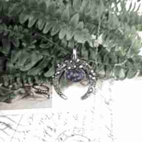 Lunula, z wisiorki VIVI art księżyc, na prezent, druza, niebieski kamień, agat