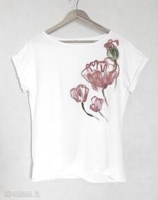Koszulka malowana - S m gabriela krawczyk maki, bluzka, filcowana, wełną