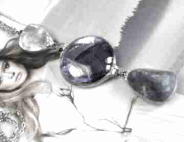 Długi z łańcuszkiem: kryształ i lapis witrażka naszyjnik, chwost lazuli, kamień wisiorek amulet