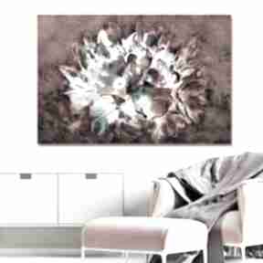 Obraz magnolie na brązowym tle 120x80, ścianę do salonu, sypialni renata bułkszas z turkusem