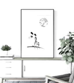 Grafika 50x70 cm wykonana ręcznie, abstrakcja, obraz do salonu, czarno biała, 2578713