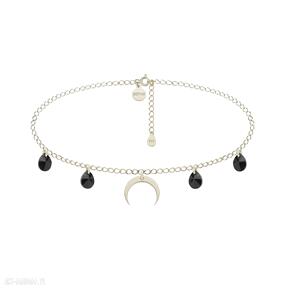 Złoty choker księżycem czarnymi kryształami swarovski® crystal