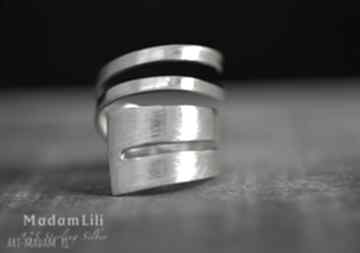 925 srebro minimalizm pierścionek koło skręt owal piękny ręcznie