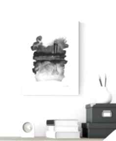 Grafika A4 malowana ręcznie, abstrakcja, styl skandynawski, czarno biała, 2899649 mini mal art