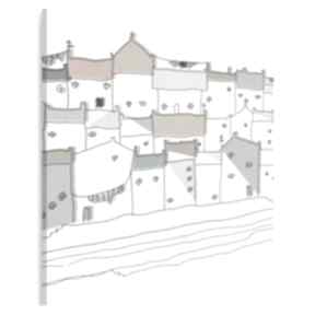 Obraz na płótnie - domki miasto w kwadracie 80x80 cm 47302 vaku dsgn, pastele
