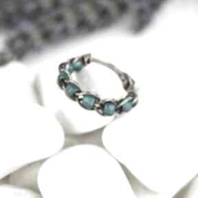 z oksydowanej miedzi blue pearl art wire wrapping, pleciony pierścionek, toho, biżuteria