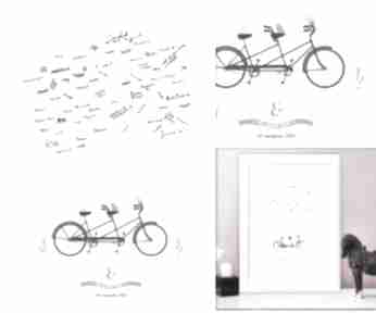 Wiosenny rower wpisów - unikalny plakat gości weselnych 40x50 cm 3 tusze księgi kreatywne