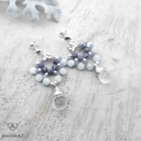 Kryształowe błękity - kolczyki jewelsbykt srebrne, romantyczne, kobiece, kamienie naturalne