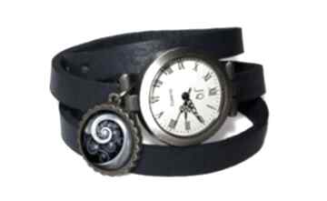 Niebieska spirala - zegarek / bransoletka na skórzanym pasku