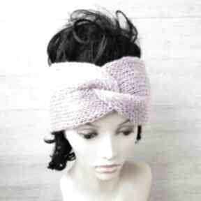 Opaska turban pink pastel retro przejściowa modna zrobiona