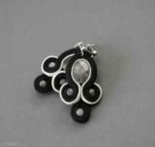 Kolczyki z si su soutache, sutasz, labradoryt, eleganckie, czarne