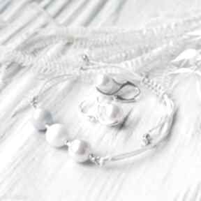 Srebrny komplet biżuterii z perłami swarovski silvella - śliczny perły swarovskiego, kolczyki