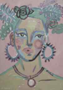 Obraz portret kobiecy carmenlotsu do salonu, obrazy na zamówienie, malarstwo ekspresjonizmu