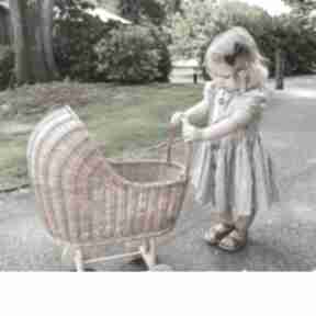 Naturalny wózek wiklinowy dla lalek zabawki kosze, pokój dziewczynki, pierwsze urodziny