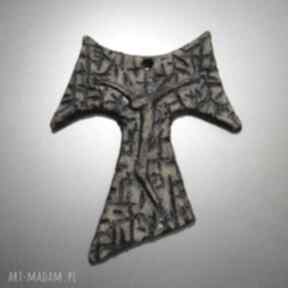 Krzyż „ franciszkańska tauka i” santin ceramika, dekoracja, wnętrze, unikat