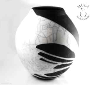 Wazon biało czarny raku wazony ceramika mula - krakle, technika