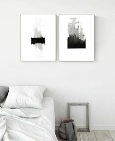 Zestaw 2 grafik 30x40 cm wykonanych ręcznie, abstrakcja, elegancki minimalizm art krystyna